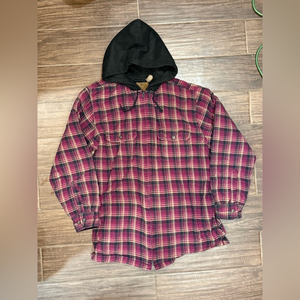 Faded Glory Original Vintage Streetwear Flannel Hoodie size L - Picture 2 of 11